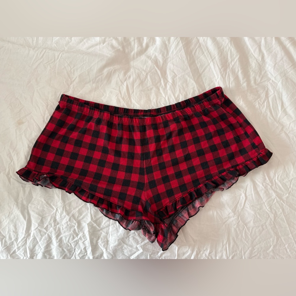 Xhilaration Red and Gray Plaid Shorts